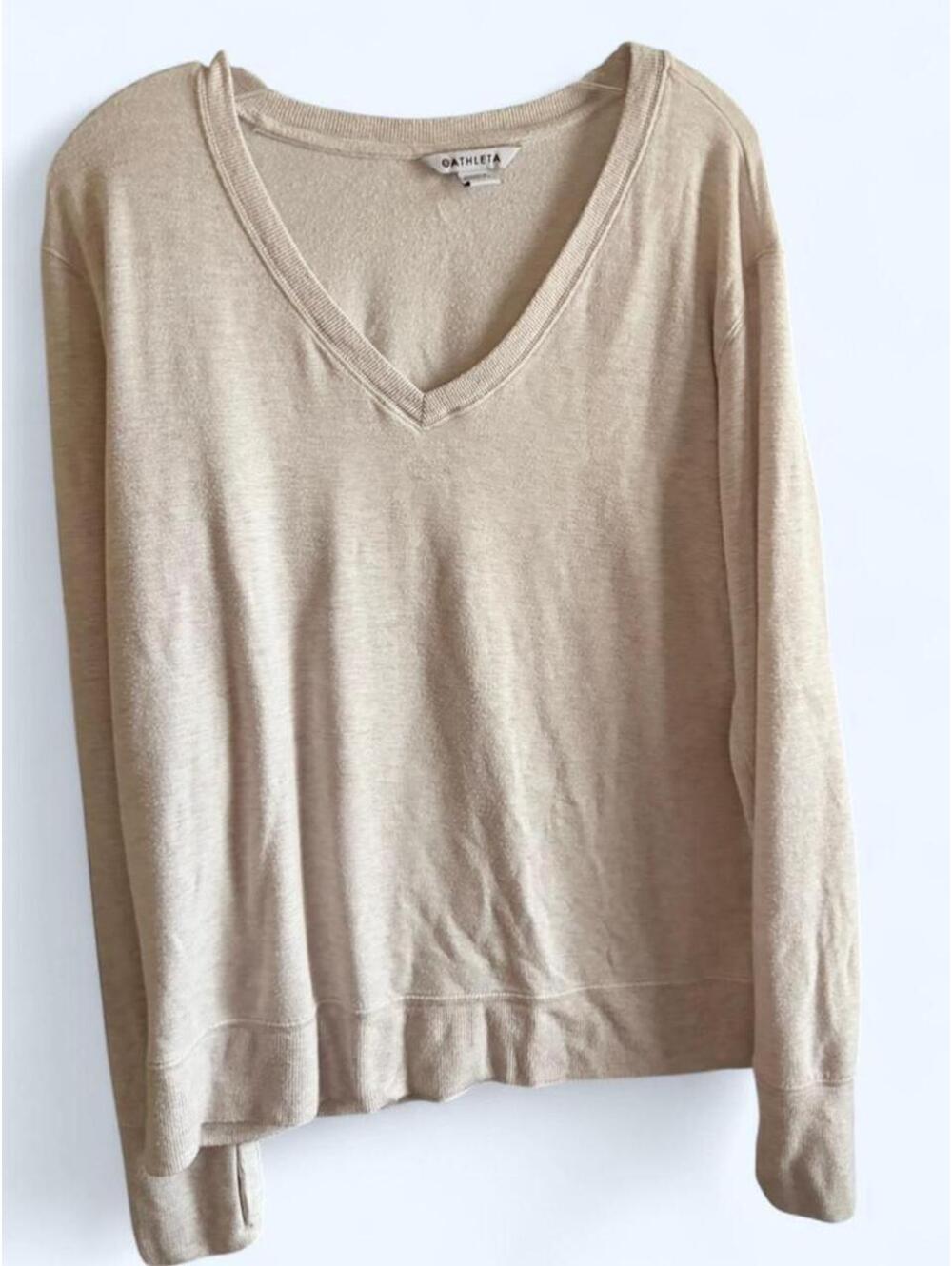 Athleta Women's Tan and Cream Shirt